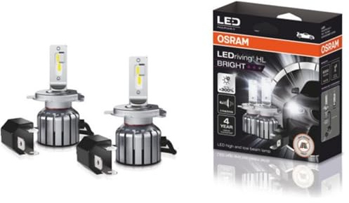 OSRAM LEDriving® HL BRIGHT, ≜ H4/H19, LED High/Low Beam Lamps, Off-road only, non ECE,+300% more brightness, 6000K, Hanging Folding box (2 lamps)