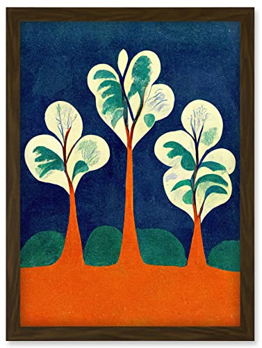 Doppelganger33 LTD Henri Matisse Style Trees Fauvist Orange And Blue Artwork Framed Wall Art Print A4