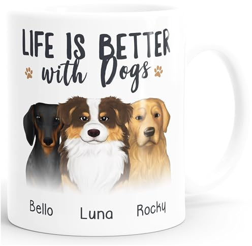 SpecialMe® Tasse Hund Motiv personalisierte Geschenke mit Name Hundebesitzer Hundeliebhaber Weiss standard