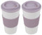 URBN-CHEF 450ml Double Wall Drinking Cup Warm Coffee Tea Travel Reusable Mug Screw On Lid (2 X Pink)