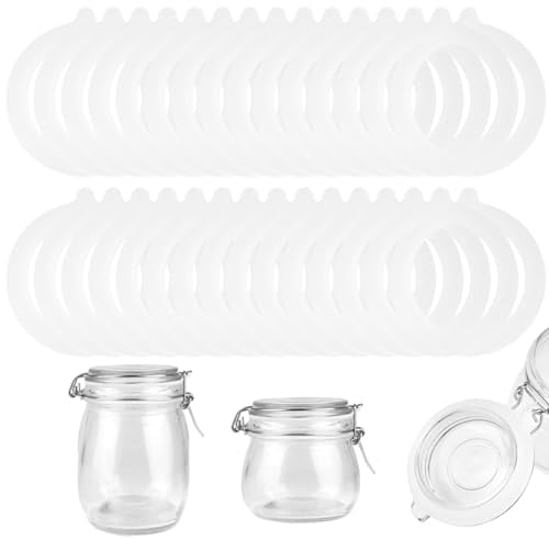 Lot de 30 Joint Bocaux, Caoutchouc Bocaux En Silicone, 69 x 92 mm Interchangeables Joint Bocaux, Joint Silicone Caoutchouc Bocaux Pour Caoutchouc Couvercle à Pince En Verre, Blanc