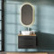 Planetmöbel Lux Ensemble de meubles de salle de bain avec meuble bas 70 cm, lavabo à poser 42 cm blanc, miroir 50 cm (sans LED), meuble de lavabo chêne doré/anthracite