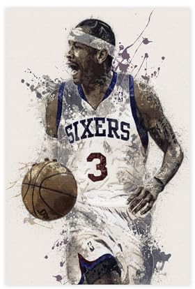 Allen Iverson – Sportler-Poster, Leinwand, Poster, Schlafzimmer, Dekoration, Sport, Landschaft, Büro, Raumdekoration, Geschenk, ungerahmt, 30 x 45 cm