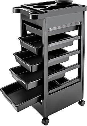Friseurwagen Salon Trolleys mit 5 Schubladen Rollwagen für Stylist Friseur Haarstyling 50 * 32 * 81cm