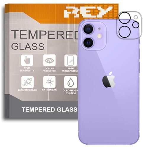 REY Pellicola salvaschermo 3D per Telecamera per iPhone 12 Mini 5,4, Nero, Vetro temperato, Copertura Completa, Pellicola Protettiva Protezione Schermo, 3D / 4D / 5D