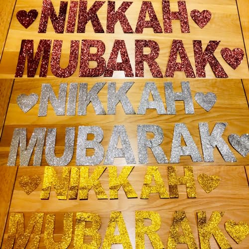 Nikkah Mubarak Banner Bunting, Rose Gold, Glitter Felt, Nikkah Backdrop Props, Islamic Wedding Decorations.