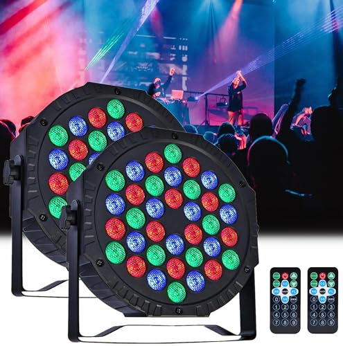 ZHENNBY Focos Par LED RGB 36 Luces Discoteca, Luz de Escenario con Control DMX Activación de Sonido Iluminación de Escenarios Par Light para Casa, Disco, DJ, KTV, Bar, Navidad - 2Packs