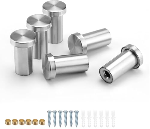 FINELYCR Ganci Appendiabiti da Parete, 6 Pezzi Appendiabiti da Parete Rotondi in Acciaio Inox, Ganci Accappatoio Bagno con Accessori di Montaggio, Ganci Muro per Camere da Letto, Bagni e Soggiorni