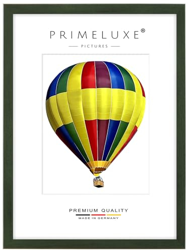 PrimeLuxe Holz Bilderrahmen 42 x 59,4 cm (Bildmaß) DIN A2 in Grün-gewischt | Farbe und Größe wählbar | Rahmen für Poster | Puzzle | Foto collage | MADE IN GERMANY