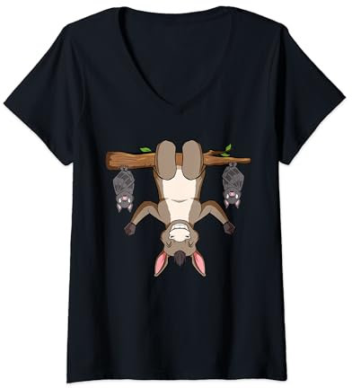 Damen Lustiges Esel Meditation Yoga T-Shirt mit V-Ausschnitt