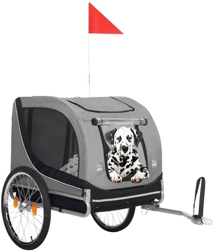 SPRINGOS Fahrrad-Anhänger für Hunde bis 40 kg inkl. Fahne