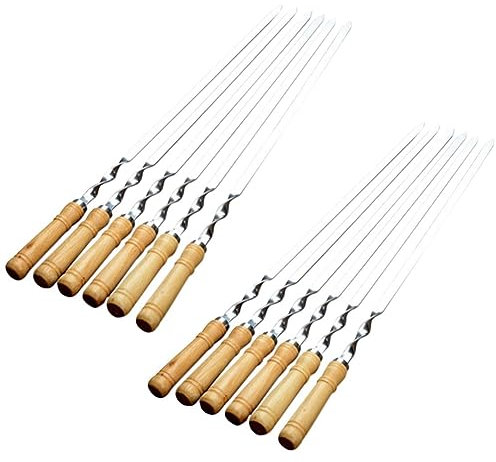 Echwave 12 brochetas de 55 cm para barbacoa, brochetas largas para shish kebab, barbacoa, bastón para barbacoa, acero inoxidable, para exteriores