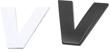 Partuto 3D Metal V Letter Shaped Alphabet Sticker Car Badge Decal Black Replacement
