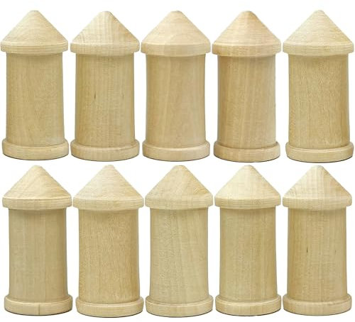 10pcs Wooden Peg Dolls Unfinished Wood Crafts 2.2'' - Unpainted Lighthouse Figurines for Painting, Crafting, Wood Burning - Things to Paint Dollhouse Decor