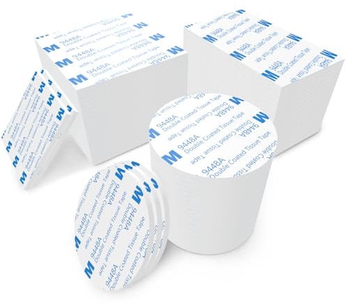 Rusoz Double Sided Sticky Pads 60 Pcs Strong Double Sided Tape Self Adhesive Foam Pads Waterproof Number Plate Sticky Pads for Wall Hangings, Pictures, Dash Cams (White)