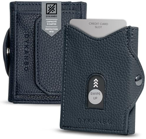 DYKANBO Porte-Feuille Homme Cuir - Porte Carte Bancaire Anti Piratage RFID - Portefeuille Trifold (Bleu Foncé)