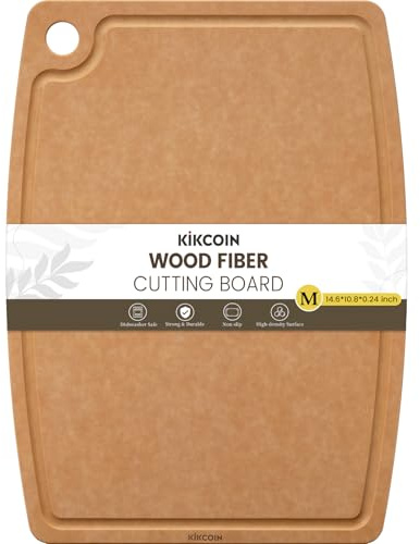 Schneidebrett aus Holz, Schneidebretter für die Küche, spülmaschinenfest, rutschfest, Schneidebrett mit Saftrille, Holzfaser-Verbundwerkstoff-Schneidebrett mit Loch zum Aufhängen, 37,1 x 27,4 cm