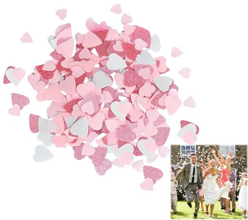 Konfetti Hochzeit 30g, Glitzer Herz Konfetti Herzkonfetti Rosen Streudeko Konfetti Pink Groß Herzen Confetti Geburtstag Rosegold Tischdeko für Party Valentinstag Taufe Ballon Decor