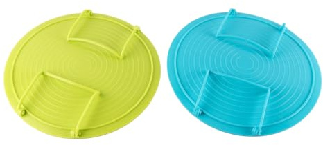 Laroal 2 Pcs Microwave Heating Layered Steaming Rack Tray Rack With Handle Folding Baking Shelf Anti-Slip Cooking Organiser For Hot Food Plates And Dishes (Blue&Green)