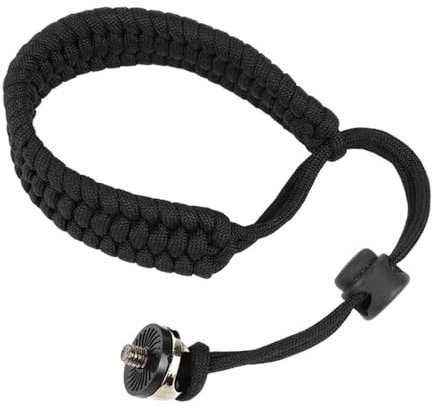 Elsteia Camera Wrist Strap, Adjustable Paracord Lanyard wrist strap Quick Release with 1/4 Screw for Insta 360 X3, Ace Pro, GoPro,DSLR Cameras, Selfie Sticks, Black, 16 cm