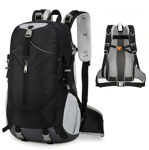 Long Keeper 40L Wanderrucksack Herren Damen Trekkingrucksack Reiserucksack Groß Outdoor Rucksack mit Regenschutz Wasserdicht für Wandern Radfahren Reise (Schwarz)