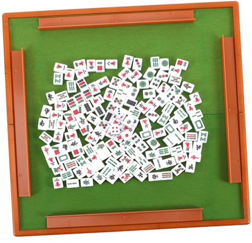 ibasenice 1 Satz Reise Freizeit Mahjong Retro Domino Tischplatte Planke Reisespiele Karte Mini-Mahjong-kit Reise Tischspiel Mahjong Tisch-Mahjong-kit Entspannendes Mahjong-kit Abs
