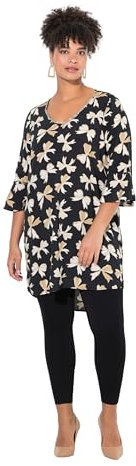 MIAMODA Damen große Größen Übergrößen Plus Size Tunika, A-Linie, Alloverdruck, 3/4-Ärmel schwarz 48 837100100-48