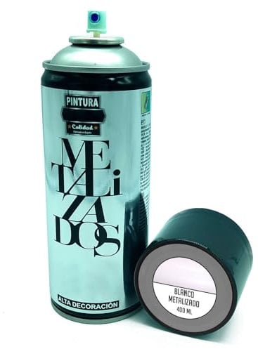AC - Bote de Pintura en Spray - Fabricado en España - Ideal para cualquier superficie, Madera, Metal, Cartón, Piedra o Cerámica - Capacidad de 400 ML - Color Blanco Metalizado