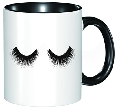 HRRASFAZF Tasse Kaffeetassen,Große 330ml Mit Henkel 100% Handbemalt kaffeebecher porzellan,Wimpern-Vektor-Symbol Wimpern-Vektor,Frauen,Jahrestag,Muttertag
