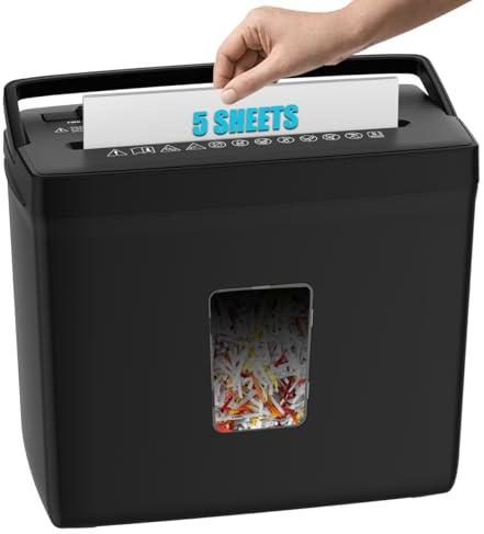 Woolsche Paper Shredder for Home,5 Sheet Desktop Cross Cut with 2.38-Gallon Basket Shredder,P-4 Security Level, 4-Mode Design, Shreds Paper/Credit Card - Durable, with Jam Proof Function for Home