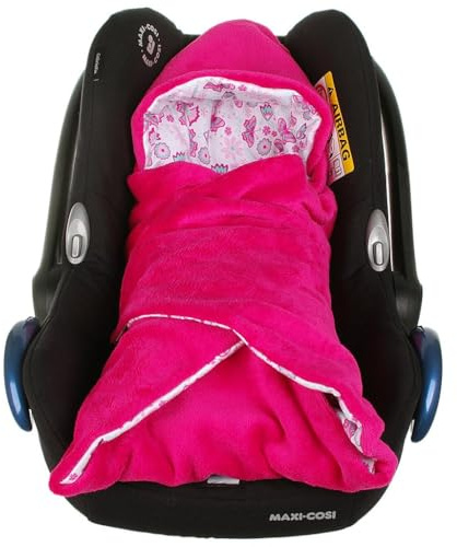 Kaarsgaren - Einschlagdecke für die Babyschale Babyschalenfußsack Sommer Fußsack (Rosa, Schmetterling)