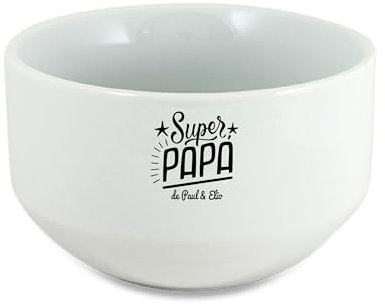 Bol Céramique 600ml Super Papa de [Prénom(s)] – Bol Petit-Déjeuner ou Soupe – Cadeau Fête des Pères Original – Bol Personnalisé Papa – Vaisselle Émotion