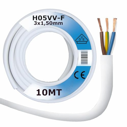 Cavo elettrico 3x1,5 mm 10 metri H05VV-F flessibile in matassa colore Bianco