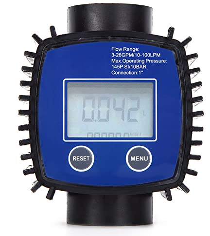 Haofy Wasserzähler mit Digitalanzeige, Langlebiges Material Zur Genauen Messung von Wasser und Benzin, Durchflussbereich 10–100 Liter/Minute, Geeignet für den Industriellen und Privaten Einsatz