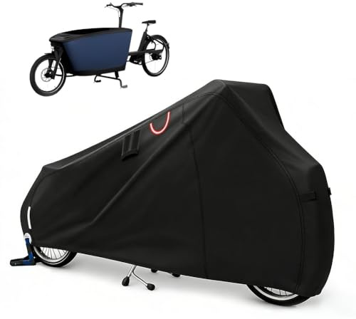 Lastenrad Abdeckung, 420D Oxford Fahrradabdeckung, Verschweißte Innennähte, UV-Schutz, Reißfest, Staubdicht, Fahrradschutzhülle für Mountainbikes, E-Bikes, Rennräder und Mehr(235 x 74 x 63 cm)