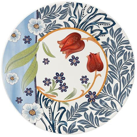 Wald Collezione da Tavola di Piatti Piani, Fondi, Frutta, Insalatiera e Portata in Ceramica Made in Italy, Decoro Tulipano, Lavabili in Lavastoviglie (Piatto portata 31 cm - 1pz)