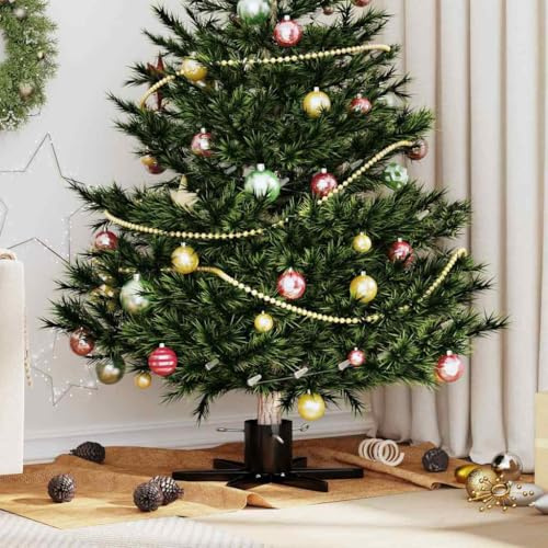 Kaloriko Pied de Sapin de Noël Noir en Acier 50 x 50 x 15,5 cm, Support Pied Base Socle stabilisateur pour Arbre Naturel ou Artificiel, réservoir Eau 1,73 L, intérieur extérieur, Noël Hiver Salon