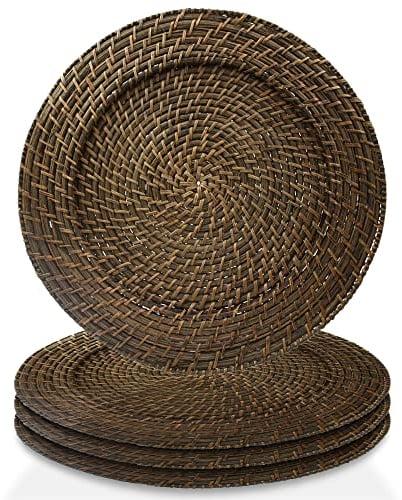 33 cm Assiette de rotin (lot de 4)
