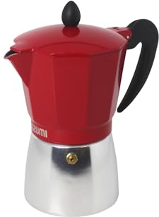 IMUSA USA B120-42T Aluminum Stovetop Coffeemaker, Espresso Machine, 3-Cup, Red