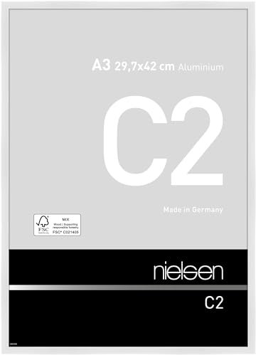 nielsen Bilderrahmen, 29,7 x 42 cm (A3), Aluminium, Weiß glanz, Posterrahmen zum Aufhängen im Hoch- & Querformat, Echtglas, C2