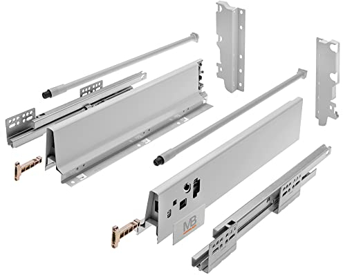 GTV - Modern Box Schublade I L=450mm H=210 mm I Grau I Leises Schließen I Belastung bis zu 40 kg I Einfache Installation I Synchronisation des Fahrweges der Führungen I PB-D-KPL450C