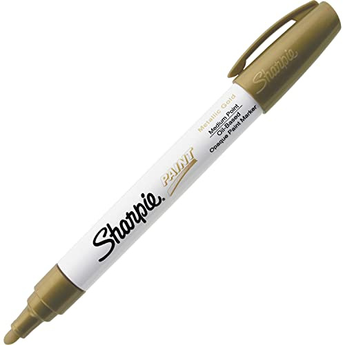 Sharpie Oil-Based Paint Marker, Medium Point, Metallic Gold, 1 Count - Great for Rock Painting