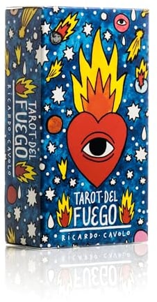 Fournier- Tarot del Fuego por Ricardo Cavolo Baraja de Cartas, Color Azul, único (10016373), a partir de 18 años.