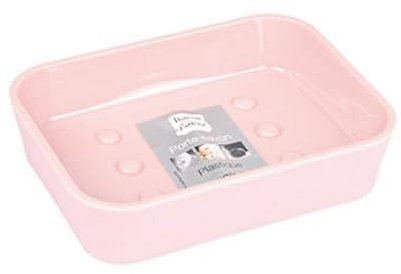 douceur d'intérieur, Porte-Savon (11.9 x 8.9 x 2.3 cm) Vitamine Rose Poudre, Plastique Soft Touch