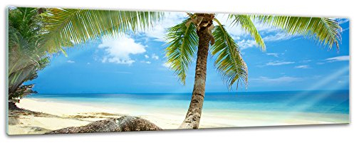 Glasbild - Strand im Paradies - 120 x 40 cm - Deko Glas - Wandbild aus Glas - Bild auf Glas - Moderne Glasbilder - Glasfoto - Echtglas - kein Acryl - Handmade