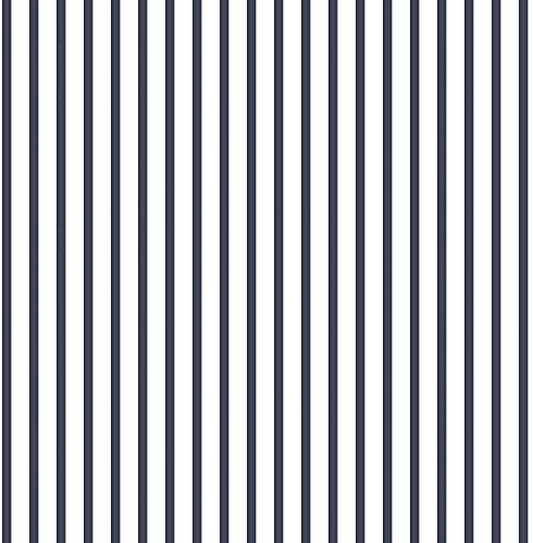 Galerie G67535 Smart Stripes 2, Narrow Colour Stripes Design Wallpaper, Navy/White, 10m x 53cm