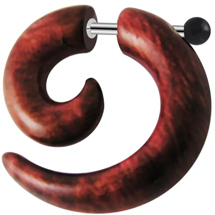 Monster Piercing Jauge de Spirale 16 Motif Bois Brun Clair 4MM INOX 316L Oreille Faux Acier Chirurgical fiche Piercing