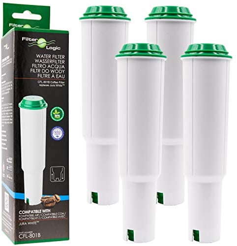 FilterLogic CFL-801B | 4x Filterpatronen kompatibel mit Jura Kaffeemaschine, Kaffeevollautomat - Bj. bis 10-2009 mit schwarzer Filter Halterung
