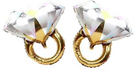 Toyvian 2 STÜCKE Diamant Ring Ballons Ring Form Folienballons Romantische Hochzeit Brautdusche Jubiläum Verlobungsfeier Dekoration-Große Größe (Golden)