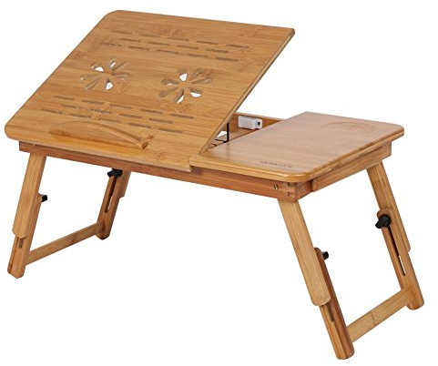 Laptop-Bet-Schreibtisch,verstellbares Bambus-Regal, Schlafsaal Bett Schoßschreibtisch, Lesetablett Ständer für Bett Sofa,50 × 30 × 20 cm